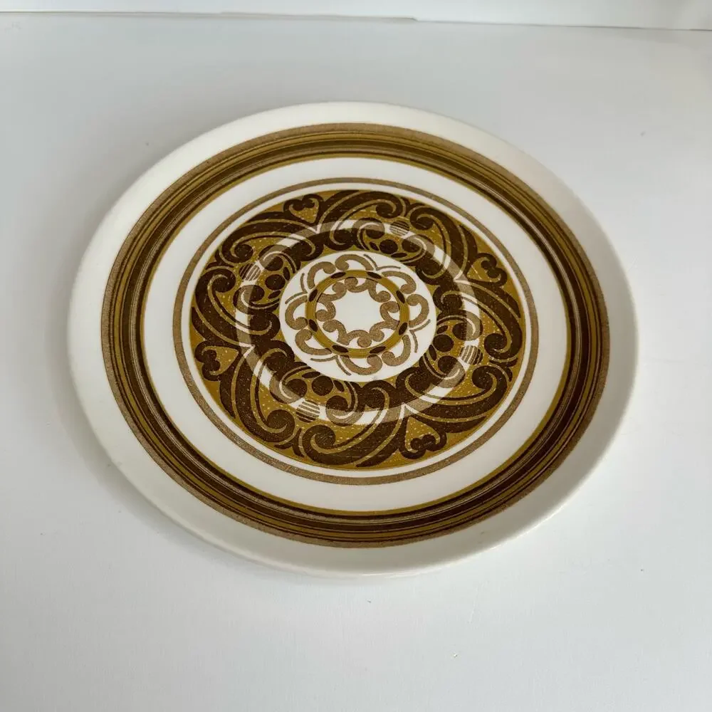 Vintage Dinner Plate by Tulton or Jamestown Brown Scrolls